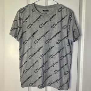 Champion Gray Short Sleeve Tee with Dynamic Pattern